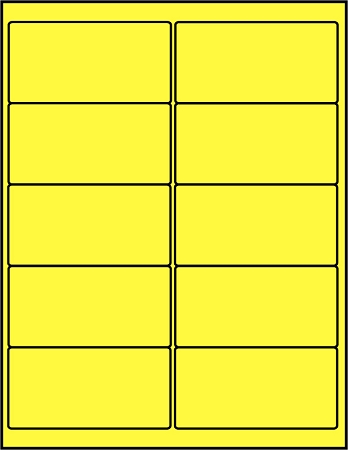 Canary yellow dayglo fluorescent 4 x 2 labels