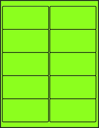 Green dayglo fluorescent 4 x 2 labels GR4020