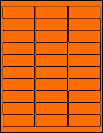 Orange dayglo fluorescent labels 30 up OR2610