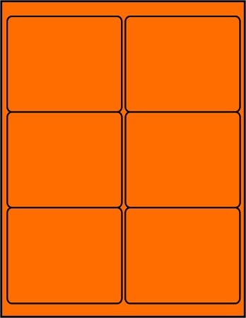 Orange fluorescent dayglo 4 x 3.33 labels OR4033