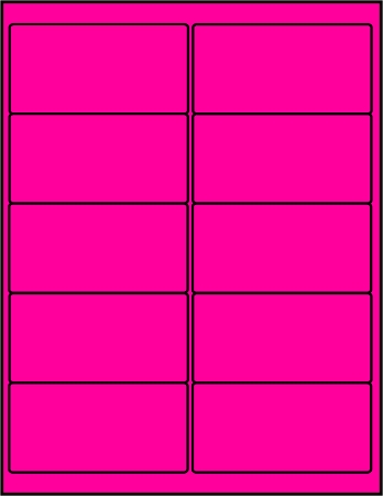 Pink dayglo fluorescent 4 x 2 labels P4020